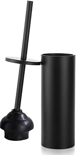 Gecious Black Toilet Plunger with Holder