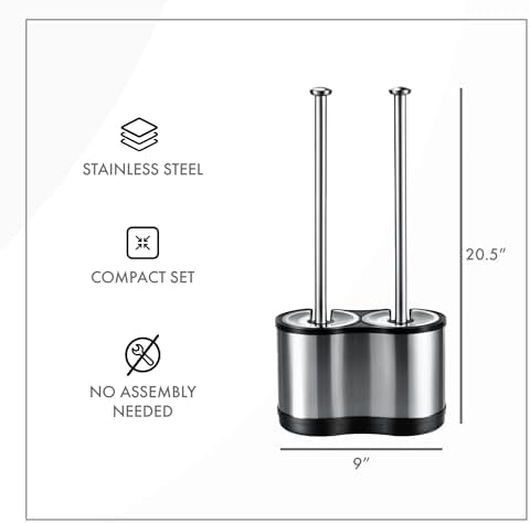 Modern Deluxe Freestanding Toilet Brush and Plunger Combo