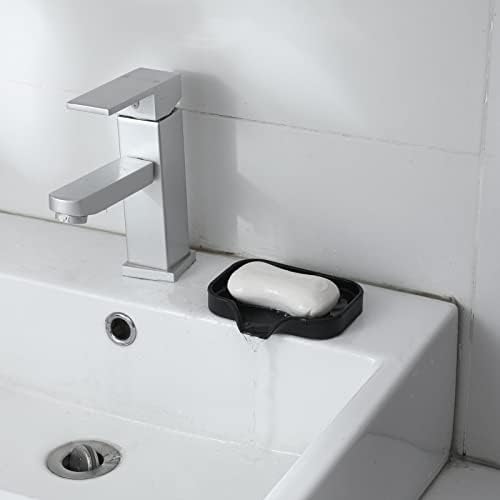 MicoYang Silicone Soap Dish with Drain Spout - Black 49x32 1
