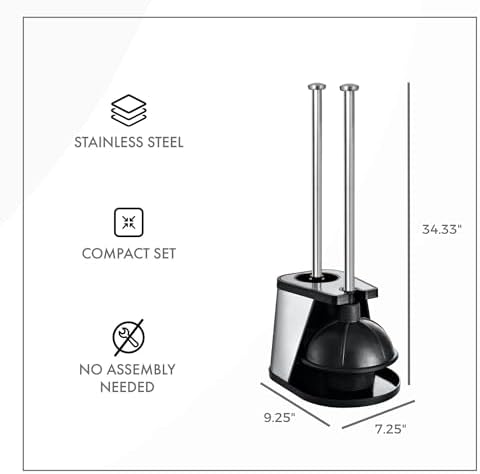ToiletTree Modern Deluxe Toilet Brush and Plunger Combo Black