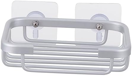 BRIGHTFUFU No Punching Soap Dish Holder Wall Mounted Silver 1
