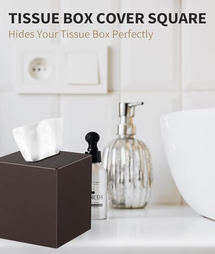 Livelab Metal Tissue Box Cover - Brown Pebble Grain