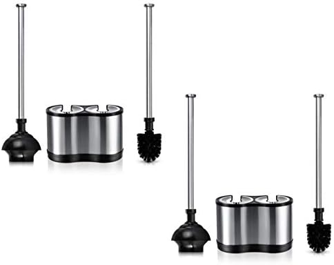 Modern Deluxe Freestanding Toilet Brush and Plunger Combo Set