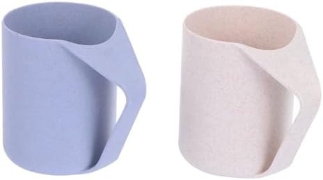 MERRYHAPY 2pcs Wheat Straw Mouthwash Cups for Bathroom and Travel