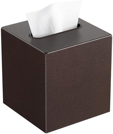 Livelab Metal Tissue Box Cover - Brown Pebble Grain