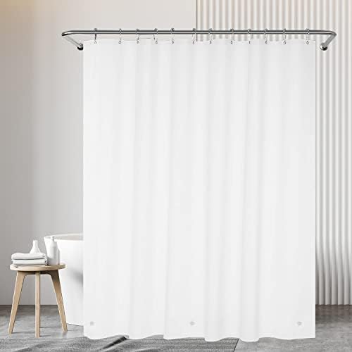 White Extra Wide Shower Curtain Liner with Magnets 1