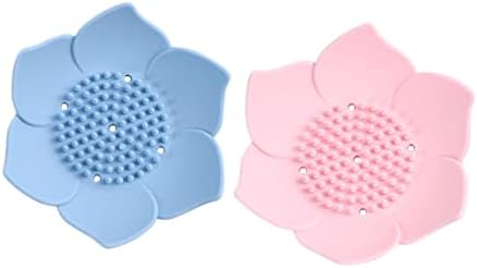 2pcs Luxury Silicone Soap Dish Set Self-Draining Bathroom Holder