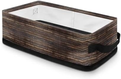 Foldable Toilet Paper Basket with Wood Grain Design