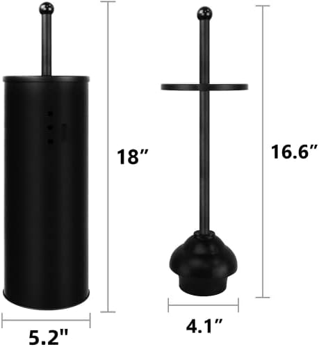 Gecious Black Toilet Plunger with Holder