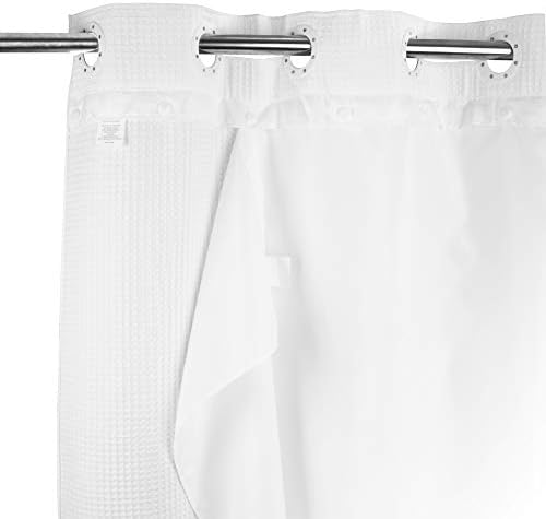 River Dream Extra Long Snap-In Shower Curtain Liner Replacement White with Magnets