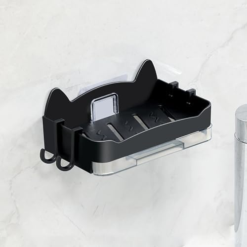Self Draining Soap Dish Holder Black Wall Mounted
