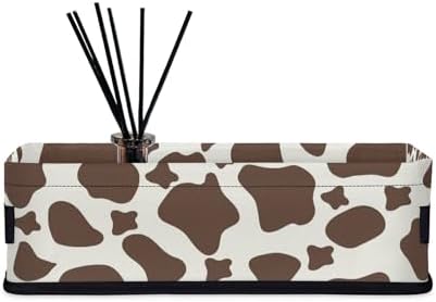 Cow Pattern Brown Bathroom Basket 2 Pack Foldable