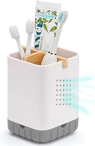 Boperzi Toothbrush Holder with Bamboo Divider and Drainage