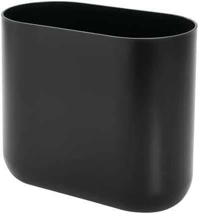InterDesign Slim Oval Plastic Trash Can Matte Black