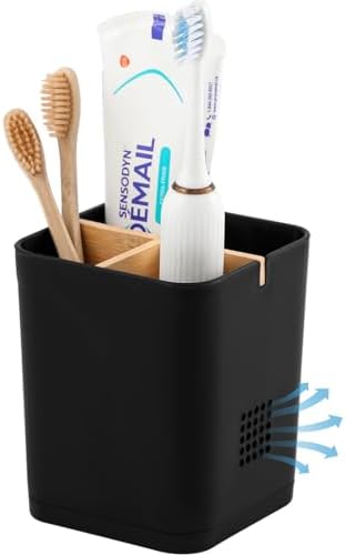 Heagoale Electric Toothbrush Holder with Bamboo Dividers