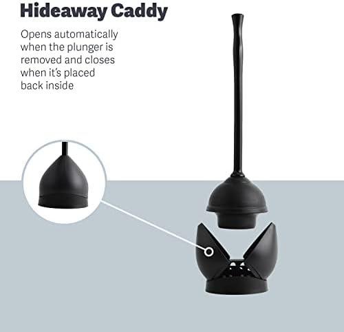 Casabella Toilet Plunger and Hideaway Caddy Combo Black 2-Piece