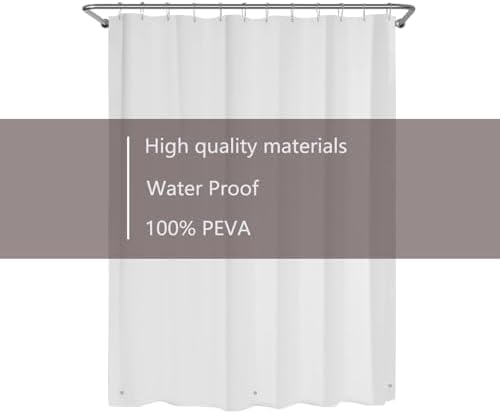 TIKABC 4G PEVA Shower Curtain Liner with 3 Magnetic Weights