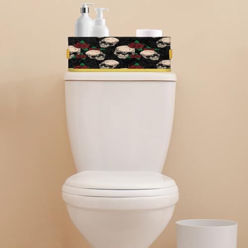 Snatocys Skull Floral Toilet Paper Basket with Handles 1