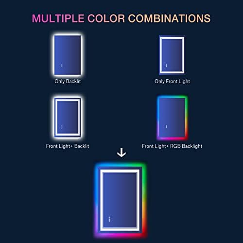 30x36 Inch RGB LED Bathroom Mirror with Anti-Fog 1