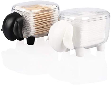 Cute Sheep Cotton Ball HolderDispenser 2-Pack Black White