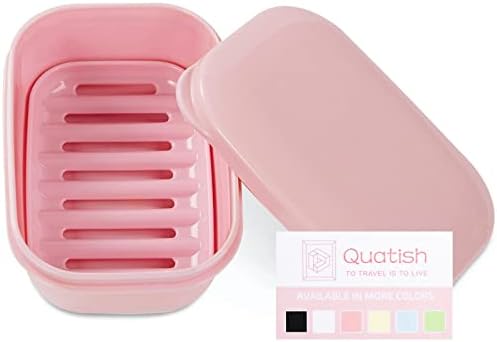 Quatish Leakproof Soap Dish with Lid Draining Layer