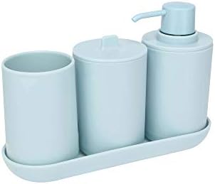 InterDesign iDesign Cade 4-Piece Bathroom Accessory Set Soft Aqua