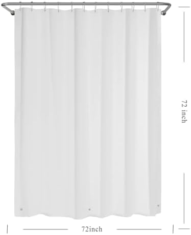 TIKABC 4G PEVA Shower Curtain Liner with 3 Magnetic Weights