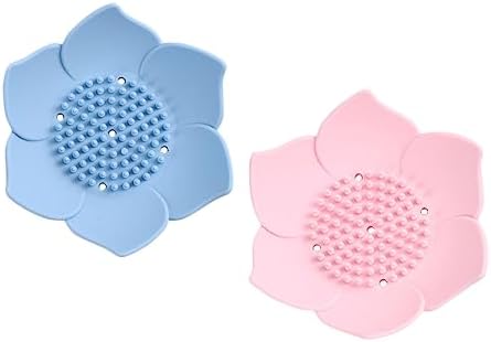 2pcs Silicone Soap Holder with Drainage for Bathroom Kitchen