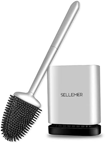 Sellemer Toilet Brush with Silicone Bristles and Holder