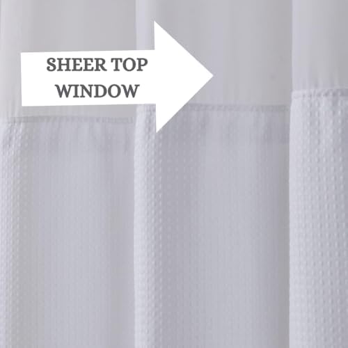 WPM Modern Waffle Weave Shower Curtain Set with Liner and Snap Hooks