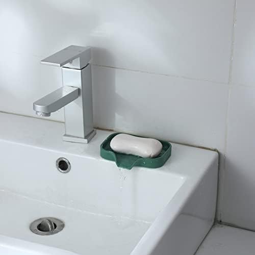 MicoYang Silicone Soap Dish with Drain Spout - Green 49x32 Inch