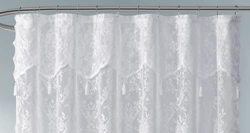 Warm Home Designs White Stall Shower Curtain 36x72 with Valance Tassels