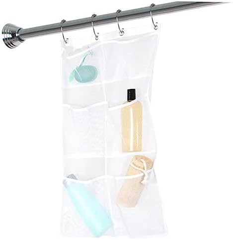 OKUMEYR Hanging Mesh Shower Organizer Bag - Space-saving White Storage Solution