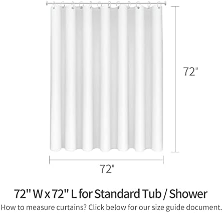 MitoVilla Black Fabric Shower Curtain Liner 72x72 Inches with 12 Plastic Hooks