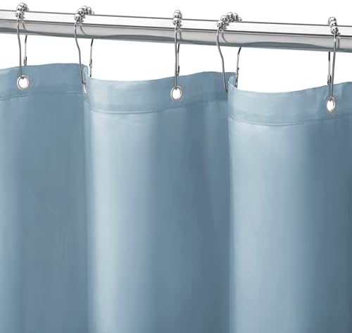 Gibelle Light Blue Waterproof Shower Curtain Liner with Hooks and Grommets