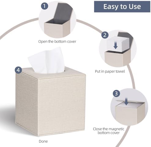 ArcaGuru Tissue Box Cover with Magnetic Closure - Beige
