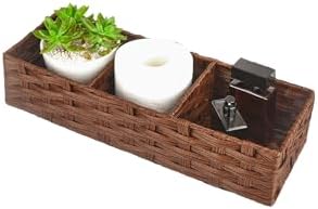 Buaihekafei Toilet Paper Basket with Dividers Waterproof Wicker Storage for Bathroom