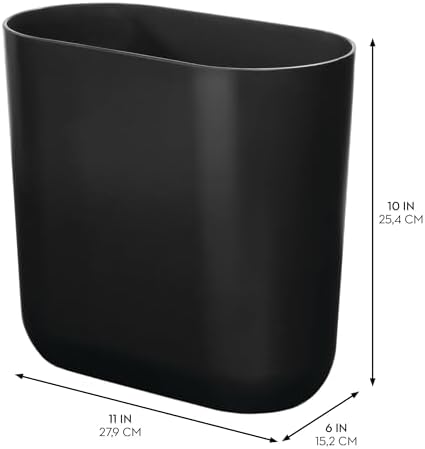 InterDesign Slim Oval Plastic Trash Can Matte Black