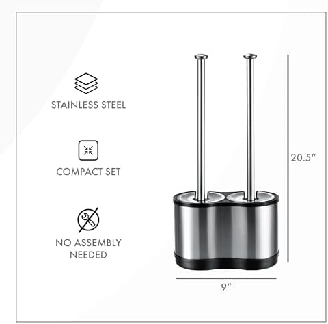 Modern Deluxe Freestanding Toilet Brush and Plunger Combo Set