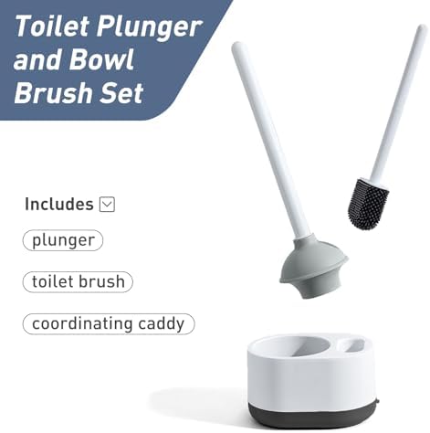 ADNIKIA 2 in 1 Silicone Toilet Brush Plunger Set Black