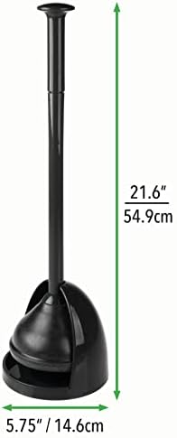 mDesign Toilet Plunger with Holder - Black