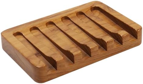 HTB Teak Soap Dish with Slanted Drainage Design