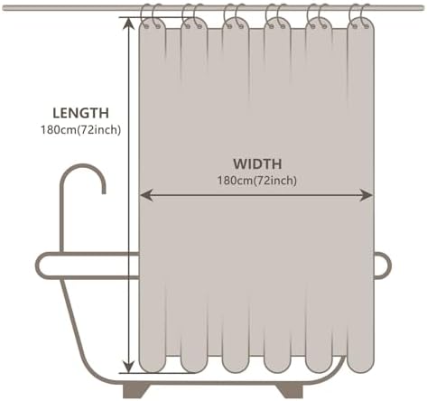 EurCross Waterproof Brown Shower Curtain with 5 Bottom Magnets 1