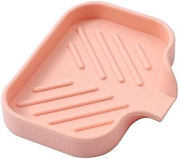 MicoYang Silicone Soap Dish with Drain Spout - Pink 49x32 Inch