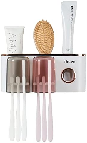 iHave Toothbrush Holder with Dispenser and Storage - Wall Mounted Bathroom Accessory