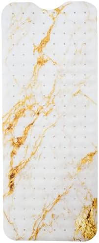 Non-Slip Bath Mat with Suction Cups - 40x16 Marble White Gold