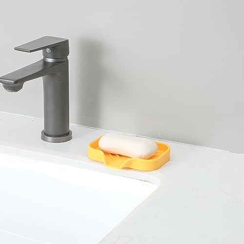 MicoYang Silicone Soap Dish with Drain Spout - Yellow 4932