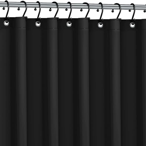 Dependable Industries Extra Long Magnetic Shower Curtain Liner Black 1