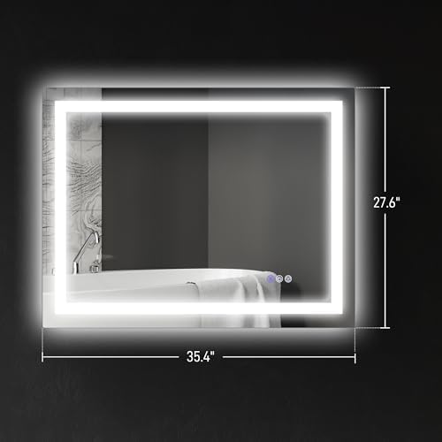 HOMCOM 35x28 Inch Dimmable LED Bathroom Mirror with Lights