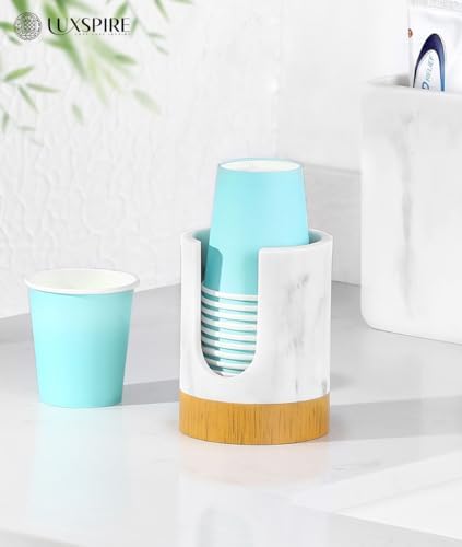 Luxspire Marble Resin Cup Dispenser for Bathroom